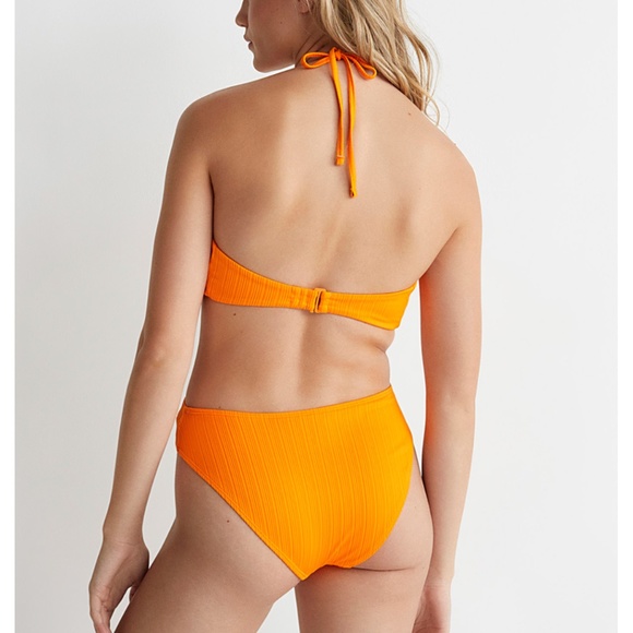 Orange tangerine raised ribbed cutout one-piece swimsuit NWT - Picture 2 of 12